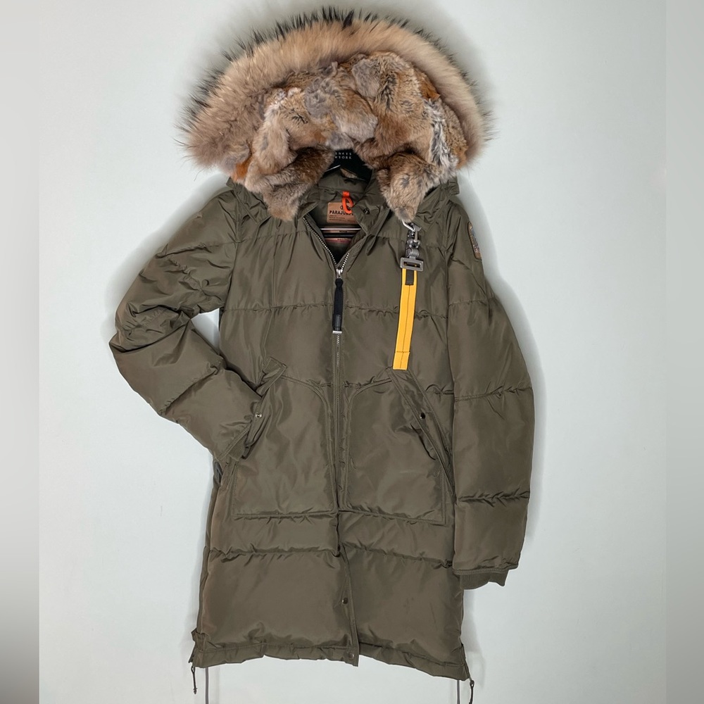 PARAJUMPERS WOMEN'S LONG BEAR DOWN JACKET PARKA INSULATED FUR HOOD -Olive Green